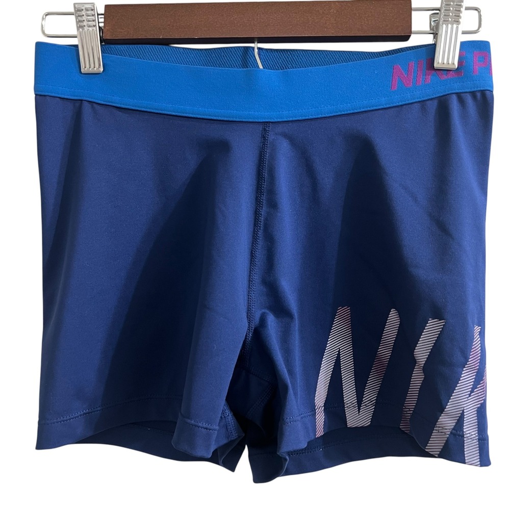 Nike Pro Women Navy Blue Compression Volleyball Shorts Size Small Athletic Gym